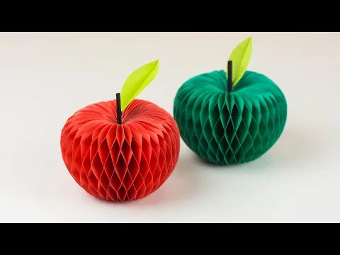 DIY Paper Apple 3D Paper Apple Paper Crafts For School Paper Craft Easy Kids Craft Ideas