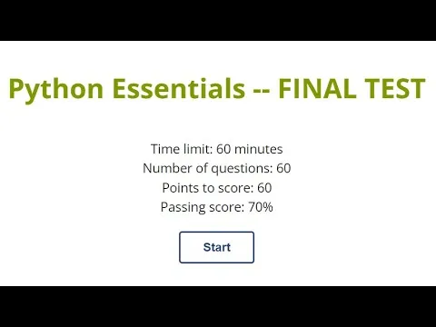 Python Essentials Final Test with explanation