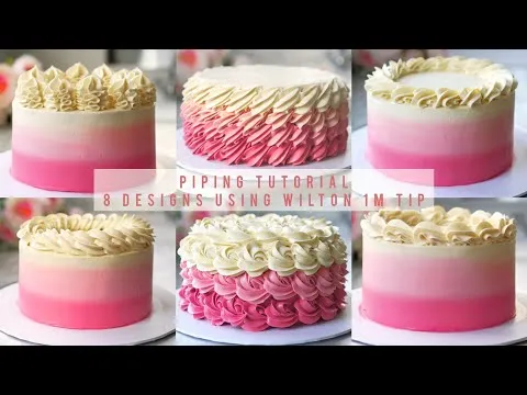 Piping Tutorial! Learn How to Pipe 8 Designs using Wilton 1M Tip! Homemade Cakes Mintea Cakes