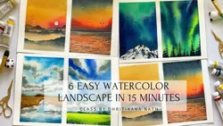 6 Easy Watercolor Landscape in 15 Minutes